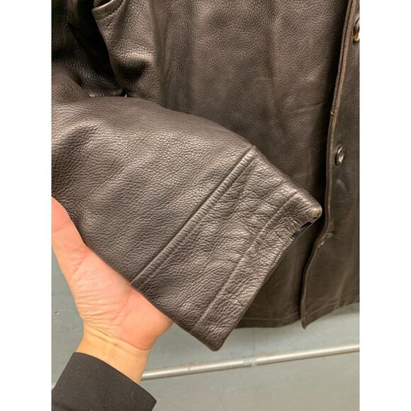 Marc New York Andrew Marc Leather Jacket‎ Mens Large Brown Lined Button Front - Picture 4 of 12